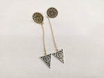 Very long earrings on chains Sterling silver 925 Floral pattern Armenian handmade
