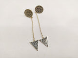Very long earrings on chains Sterling silver 925 Floral pattern Armenian handmade