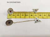 Very long earrings on chain Sterling silver 925 red lab stone Floral