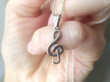 Treble clef Pendant SILVER 925 Musician gift jewelry Unisex small charm