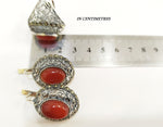 Carnelian Earrings Marcasite Sterling silver 925