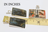 Labradorite jewelry set Sterling silver 925 Rectangle earrings and ring