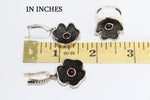 Sterling silver 925 Jewelry set earrings and ring Flower red garnet