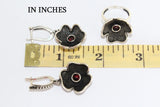 Sterling silver 925 Jewelry set earrings and ring Flower red garnet
