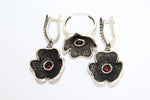 Sterling silver 925 ring Flower with red garnet stone Armenian jewelry