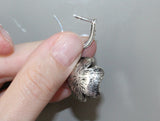 Sterling silver 925 earrings small flowers Red garnet stone