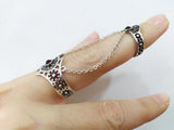 Armenian 925 silver ring with red lab quartz stones
