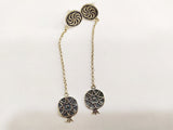 Armenian earrings silver 925 Very long with eternity symbol and pomegranate