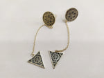 Very long earrings on chains Sterling silver 925 Floral pattern Armenian handmade