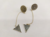 Very long earrings on chains Sterling silver 925 Floral pattern Armenian handmade