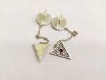 Very long earrings on chain Sterling silver 925 red lab stone Floral