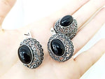 Black onyx Silver 925 Ring Oval cabochon gemstone Marcasite Armenian jewelry
