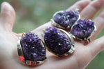 Earrings purple amethyst drusy Sterling silver 925  artisan design