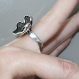 Sterling silver 925 ring Flower with red garnet stone Armenian jewelry