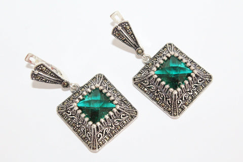 Emerald green zircon RING Sterling silver 925