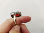 Carnelian brown Earrings and Ring Marcasite Sterling silver 925