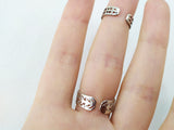 Armenian double ring Sterling silver 925 Natural turquoise Adjustable rings for women