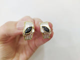 Gold silver 925 Earrings eyes and unusual ring size 9 for middle finger