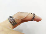 Black onyx gem Double ring sterling silver 925