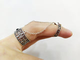 Black onyx gem Double ring sterling silver 925