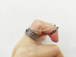 Black onyx gem Double ring sterling silver 925