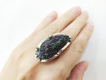 Earrings silver 925 Natural silicon stone black navy blue druzy jewelry