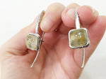 Silver 925 Long earrings Rutilated quartz Venus hair yellow Gold coated