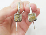 Silver 925 Long earrings Rutilated quartz Venus hair yellow Gold coated