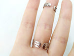 Double ring with chains Silver 925 Natural blue turquoise Adjustable
