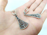 Long earrings Silver 925 Filigree