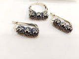Statement ring Rose Flower jewelry SILVER 925 black zircon stones