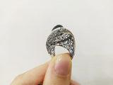 Black onyx Earrings and Ring SET Marcasite Filigree Sterling silver 925
