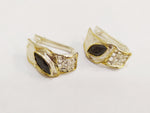 Earrings Gold and silver 925 Black zircon Eyes gemstone