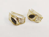 Earrings Gold and silver 925 Black zircon Eyes gemstone
