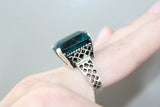 Earrings middle length Sterling silver 925 Teal turquoise stones
