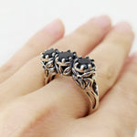 Earrings Rose Flower jewelry SILVER 925 black zircon