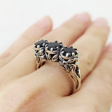 Earrings Rose Flower jewelry SILVER 925 black zircon