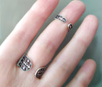 Armenian jewelry Double ring with chains Silver 925 black onyx
