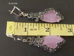 Earrings Pink rose quartz Marcasite STERLING SILVER 925