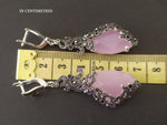 Earrings Pink rose quartz Marcasite STERLING SILVER 925