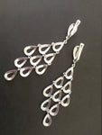 Very long earrings Sterling silver Dangle peacock tail