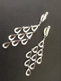 Very long earrings Sterling silver Dangle peacock tail