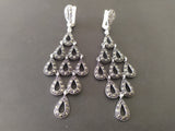 Very long earrings Sterling silver Dangle peacock tail