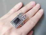 Black onyx silver 925 SET rectangle Earrings