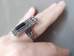 Black onyx silver 925 SET rectangle Earrings