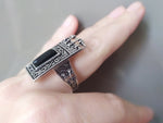 Black onyx silver 925 SET rectangle ring Jewelry