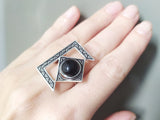 Black onyx silver 925 rectangle Ring Jewelry Armenian handmade