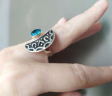 Earrings and Ring Semi circle Sizes US 7 US 8 US 9 silver 925
