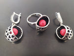 Small earrings silver 925 with round lab coral