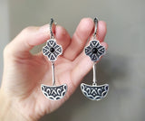 Earrings and Ring semi Black onyx Women jewelry